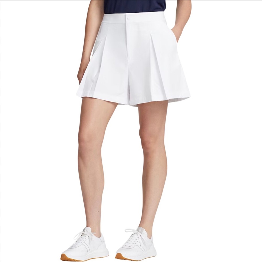 RLX Ralph Lauren Womens Shorts Size Large White Wide Leg Pleated Performance New